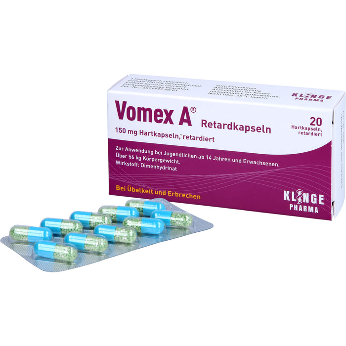 Vomex A 150 mg Retardkapseln 150 mg bei Übelkeit und Erbrechen, 20 St. Kapseln