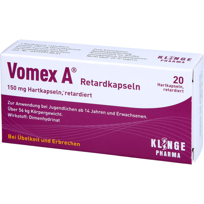 Vomex A 150 mg Retardkapseln 150 mg bei Übelkeit und Erbrechen, 20 St. Kapseln