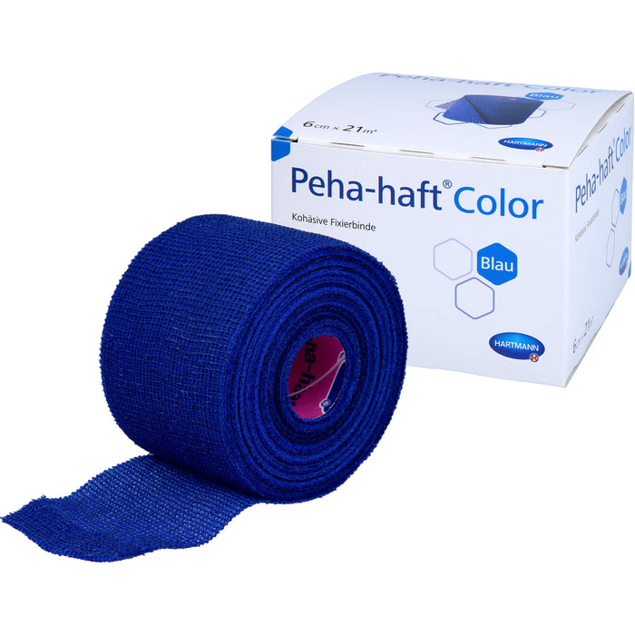 Peha-haft Color Fixierbinde latexfrei 6 cm x 21 m blau, 1 St. Binde