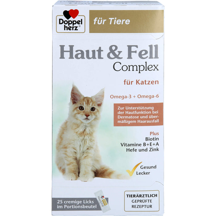 Doppelherz für Tiere Haut & Fell Complex cremige Licks für Katzen, 25 St. Sticks
