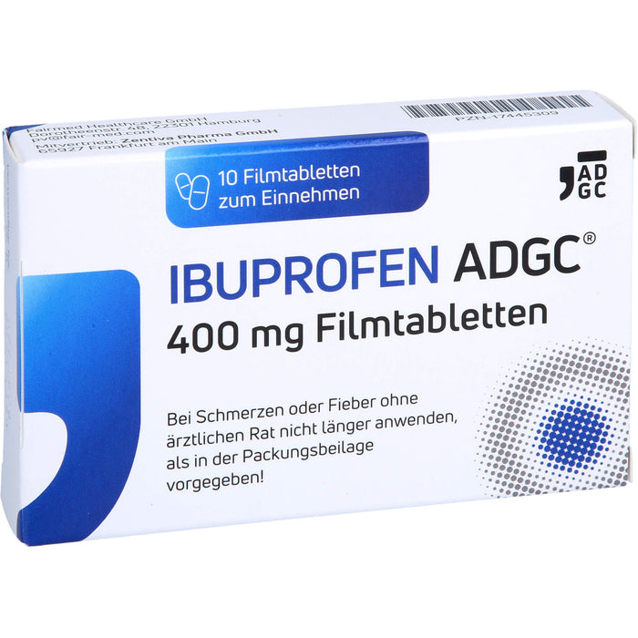 Ibuprofen ADGC 400 mg Filmtabletten bei Schmerzen oder Fieber, 10 St. Tabletten