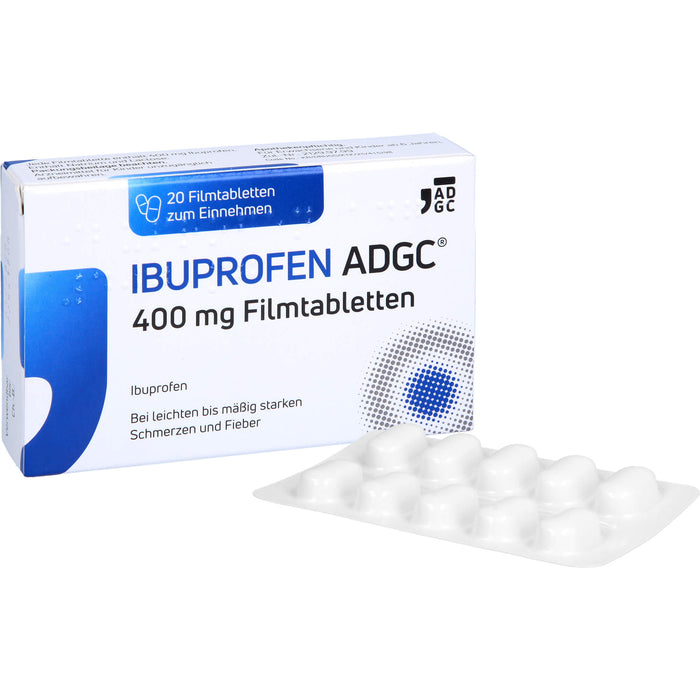 Ibuprofen ADGC 400 mg Filmtabletten bei Schmerzen oder Fieber, 20 St. Tabletten