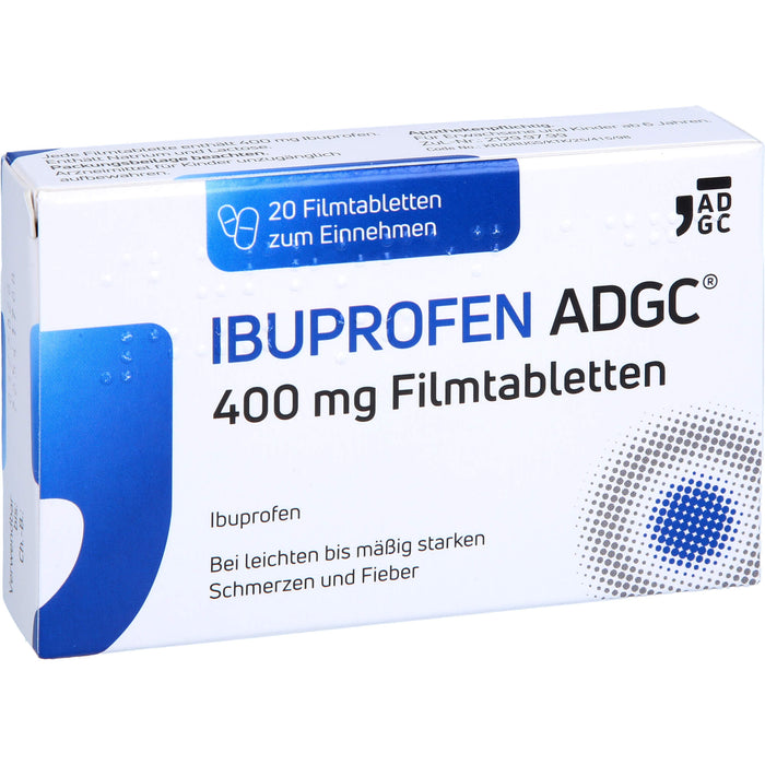 Ibuprofen ADGC 400 mg Filmtabletten bei Schmerzen oder Fieber, 20 St. Tabletten