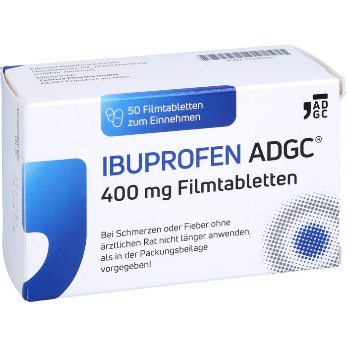 Ibuprofen ADGC 400 mg Filmtabletten bei Schmerzen oder Fieber, 50 St. Tabletten