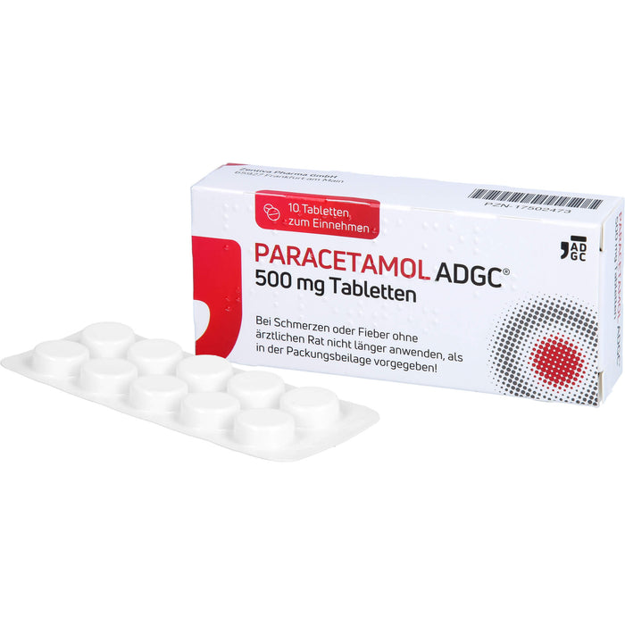 Paracetamol ADGC 500 mg Tabletten bei Schmerzen oder Fieber, 10 St. Tabletten