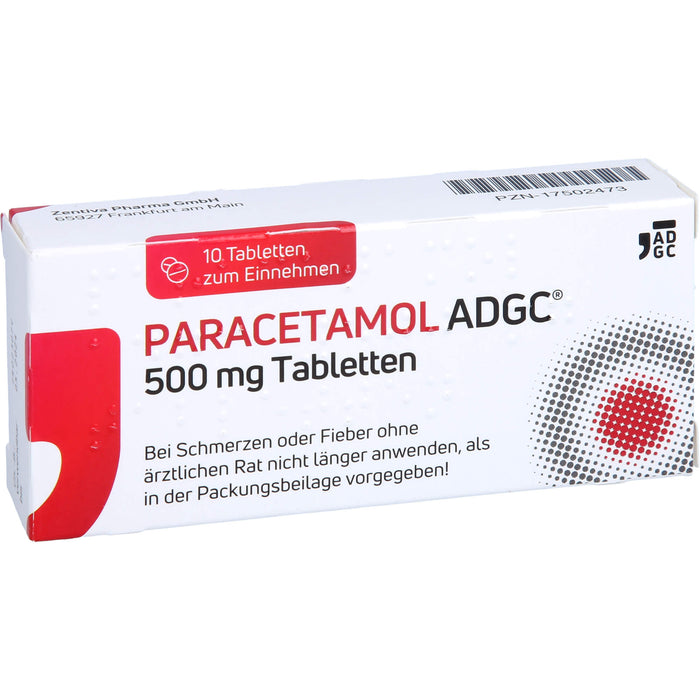 Paracetamol ADGC 500 mg Tabletten bei Schmerzen oder Fieber, 10 St. Tabletten