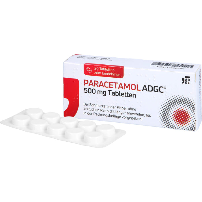 Paracetamol ADGC 500 mg Tabletten bei Schmerzen oder Fieber, 20 St. Tabletten