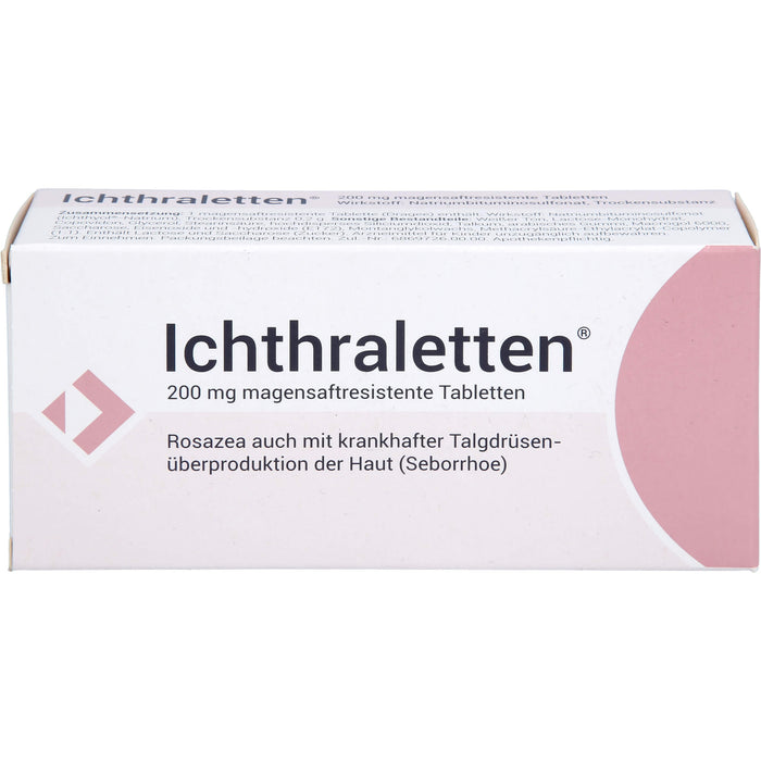 Ichthraletten 200 mg Tabletten bei Rosacea auch mit krankhafter Talgdrüsenüberproduktion der Haut, 84 St. Tabletten