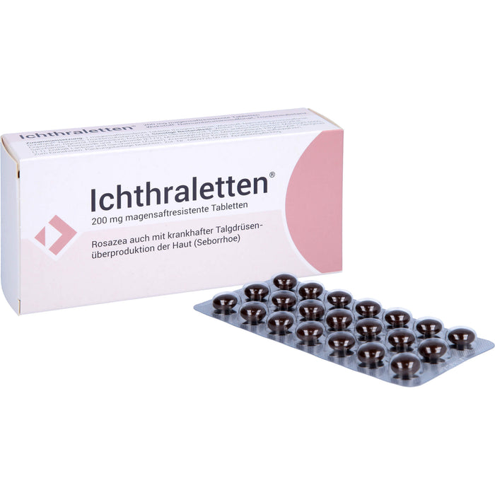 Ichthraletten 200 mg Tabletten bei Rosacea auch mit krankhafter Talgdrüsenüberproduktion der Haut, 84 St. Tabletten
