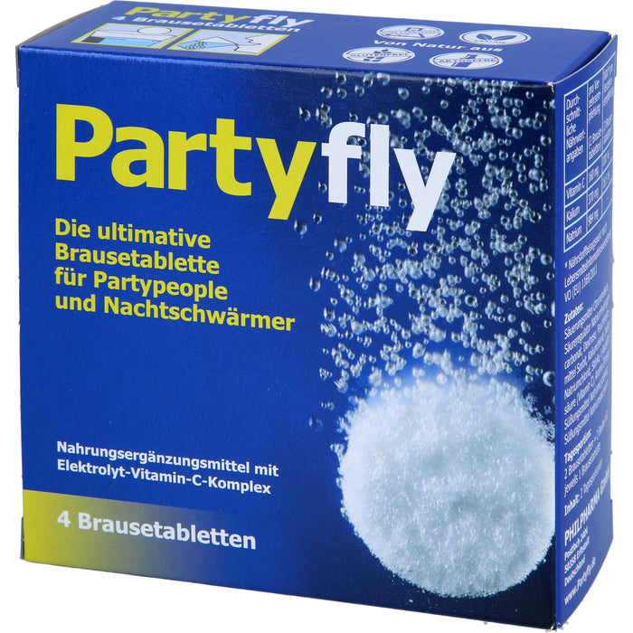 Partyfly Brausetabletten für Partypeople und Nachtschwärmer, 4 St. Brausetabletten