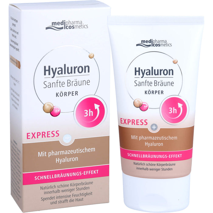 medipharma cosmetics Hyaluron Sanfte Bräune Express Körper mit Schnellbräunungs-Effekt, 150 ml Creme