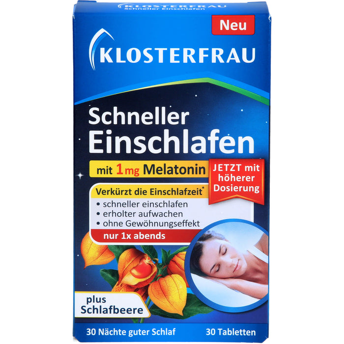 KLOSTERFRAU Schneller Einschlafen mit 1 mg Melatonin Tabletten, 30 St. Tabletten