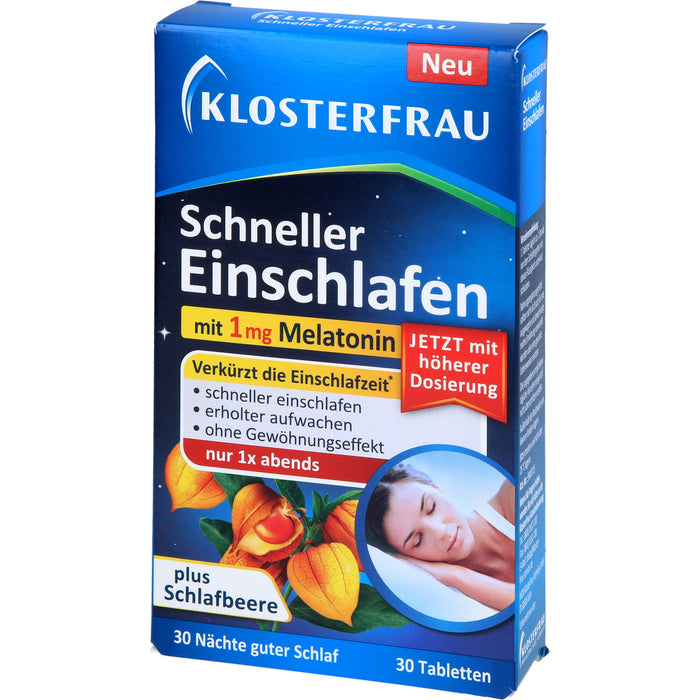 KLOSTERFRAU Schneller Einschlafen mit 1 mg Melatonin Tabletten, 30 St. Tabletten