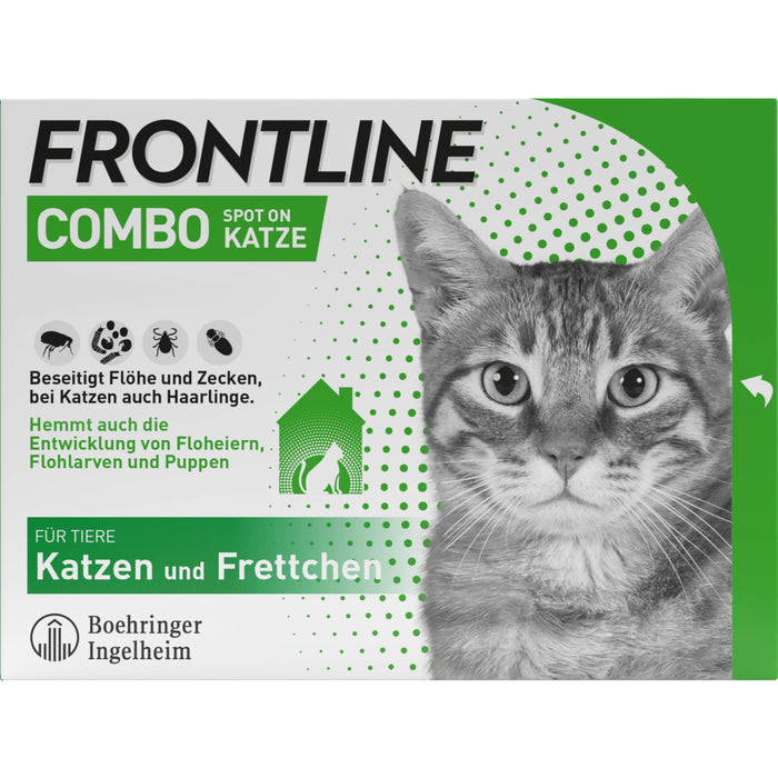 FRONTLINE Combo Spot on Pipetten gegen Flöhe und Zecken für Katzen und Frettchen, 6 St. Pipetten