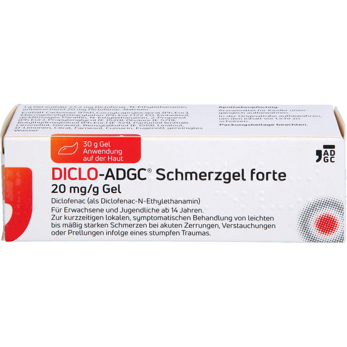 DICLO-ADGC Schmerzgel forte 20 mg/g Gel bei leichten bis mäßig starken Schmerzen bei akuten Zerrungen, Verstauchungen oder Prellungen, 30 g Gel