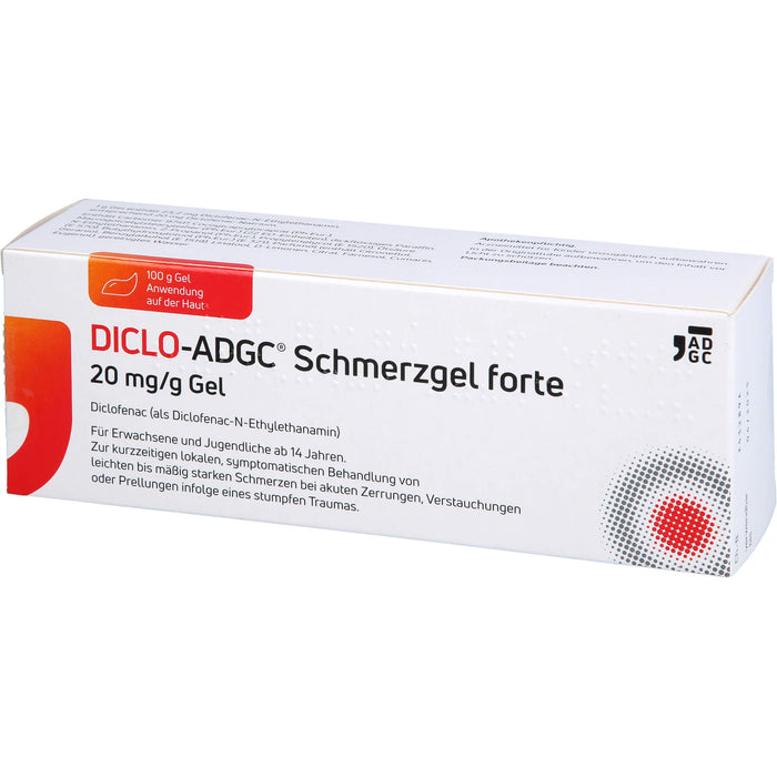 DICLO-ADGC Schmerzgel forte 20 mg/g Gel bei leichten bis mäßig starken Schmerzen bei akuten Zerrungen, Verstauchungen oder Prellungen, 100 g Gel