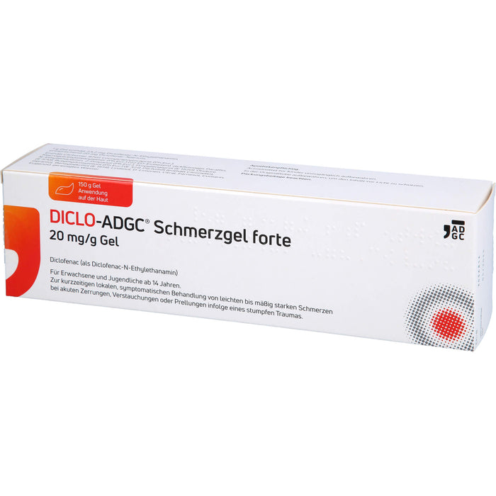 DICLO-ADGC Schmerzgel forte 20 mg/g Gel bei leichten bis mäßig starken Schmerzen bei akuten Zerrungen, Verstauchungen oder Prellungen, 150 g Gel