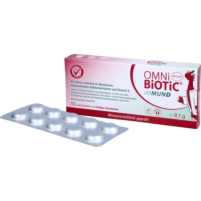 OMNi-BiOTiC iMMUND Lutschtabletten mit Erdbeer-Geschmack trägt zu einer normalen Funktion des Immunsystems bei, 10 St. Tabletten
