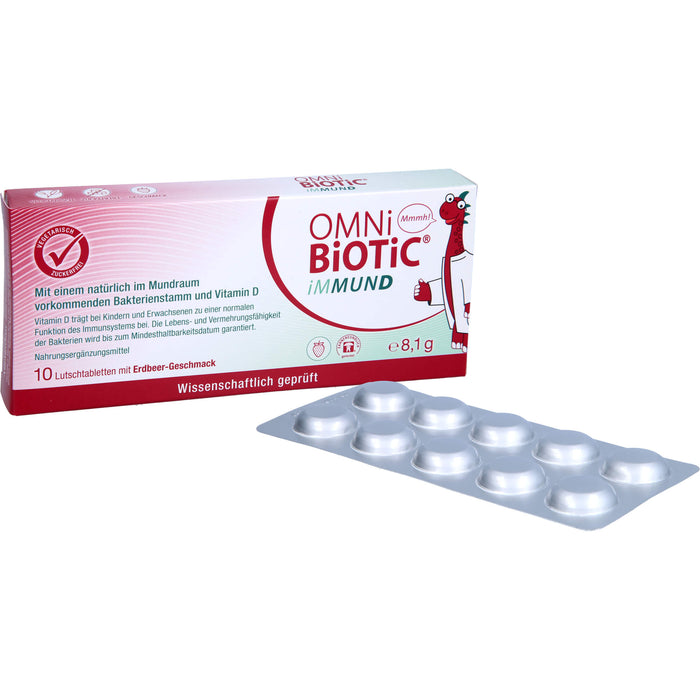 OMNi-BiOTiC iMMUND Lutschtabletten mit Erdbeer-Geschmack trägt zu einer normalen Funktion des Immunsystems bei, 10 St. Tabletten
