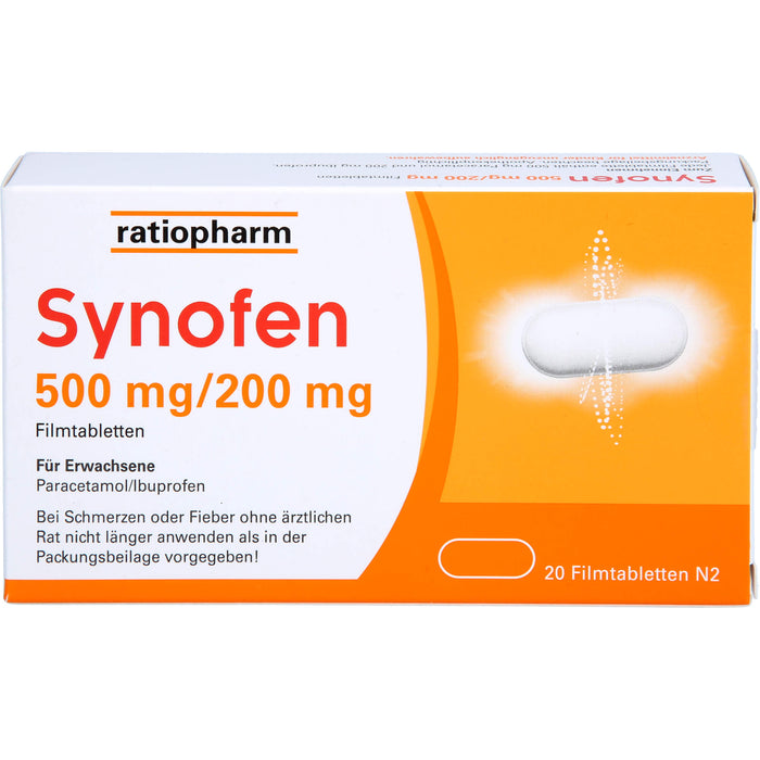 Synofen 500 mg Paracetamol / 200 mg Ibuprofen Filmtabletten, 20 St. Tabletten