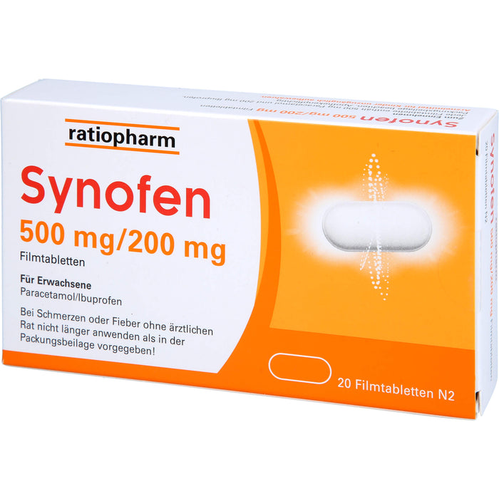 Synofen 500 mg Paracetamol / 200 mg Ibuprofen Filmtabletten, 20 St. Tabletten