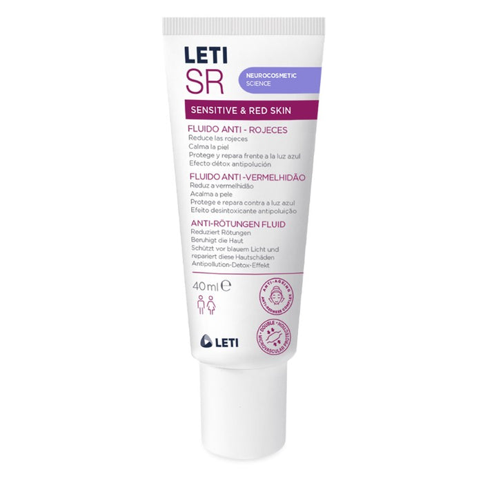 LETI SR anti-Rötungen Fluid reduziert Rötungen, beruhigt Haut, schützt vor blauem Licht und repariert diese Hautschäden, 40 ml Creme