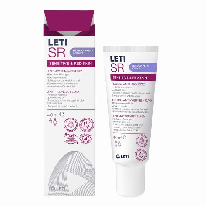 LETI SR anti-Rötungen Fluid reduziert Rötungen, beruhigt Haut, schützt vor blauem Licht und repariert diese Hautschäden, 40 ml Creme