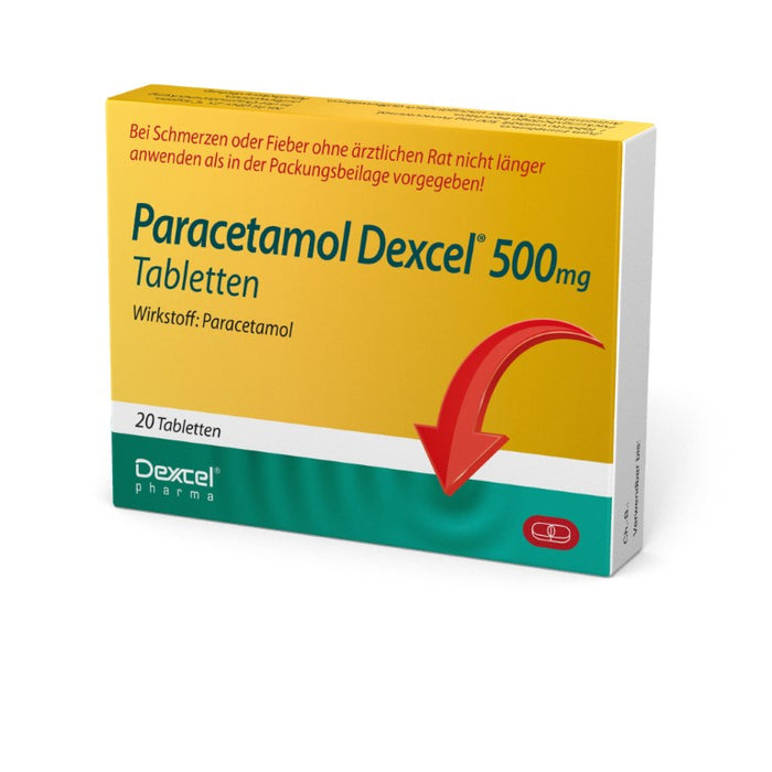 Dexcel Paracetamol 500 mg Tabletten bei Schmerzen und Fieber, 20 St. Tabletten