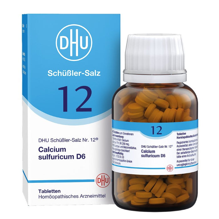 DHU Schüßler-Salz Nr. 12 Calcium sulfuricum D6 – Das Mineralsalz der Gelenke – das Original – umweltfreundlich im Arzneiglas, 420 St. Tabletten
