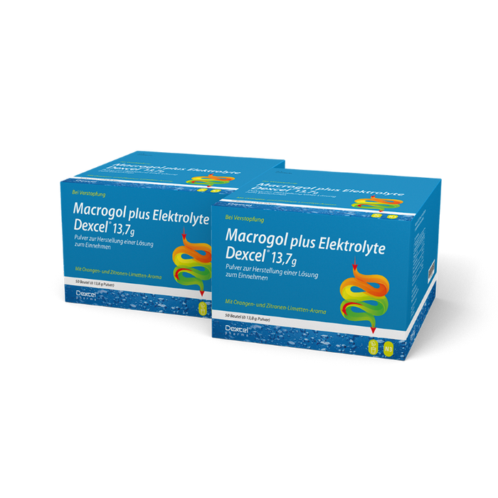 Dexcel Macrogol plus Elektrolyte Pulver bei Verstopfung mit Orangen- und Zitronen-Limetten-Aroma, 100 St. Beutel