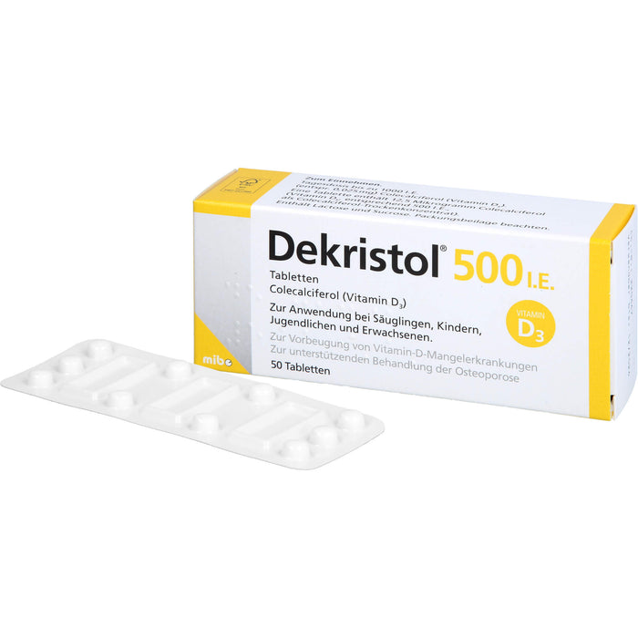 Dekristol 500 I.E. Tabletten bei Vitamin-D-Mangelerkrankungen und zur unterstützenden Behandlung der Osteoporose, 50 St. Tabletten
