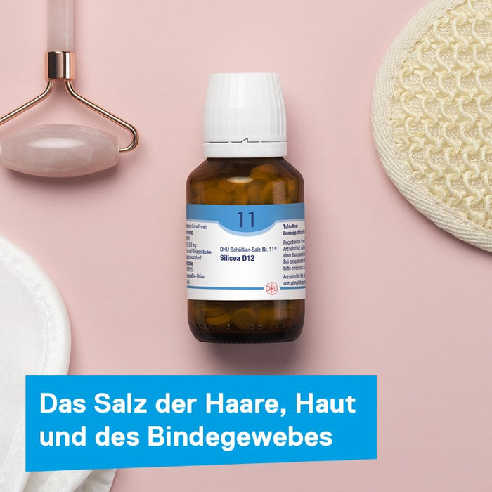DHU Schüßler-Salz Nr. 11 Silicea D12 – Das Mineralsalz der Haare, der Haut und des Bindegewebes – das Original – umweltfreundlich im Arzneiglas, 420 St. Tabletten