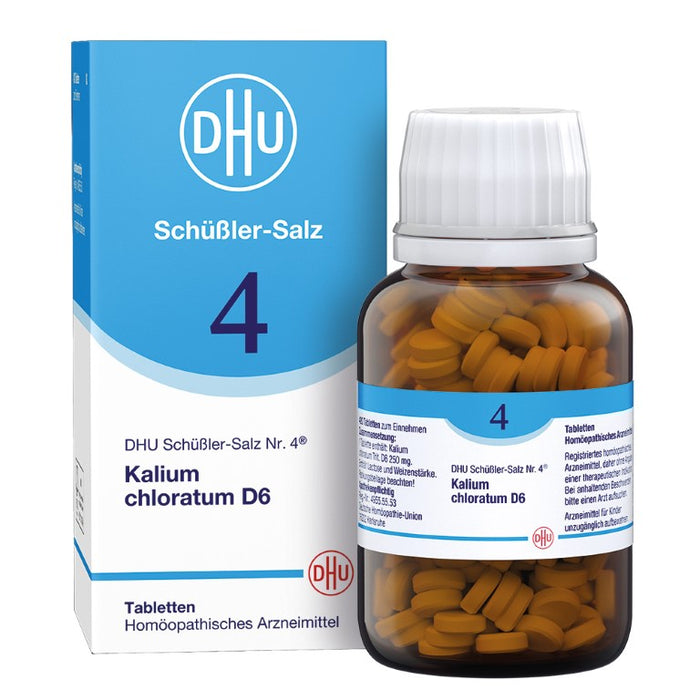 DHU Schüßler-Salz Nr. 4 Kalium chloratum D6, Das Mineralsalz der Schleimhäute – das Original – umweltfreundlich im Arzneiglas, 420 St. Tabletten