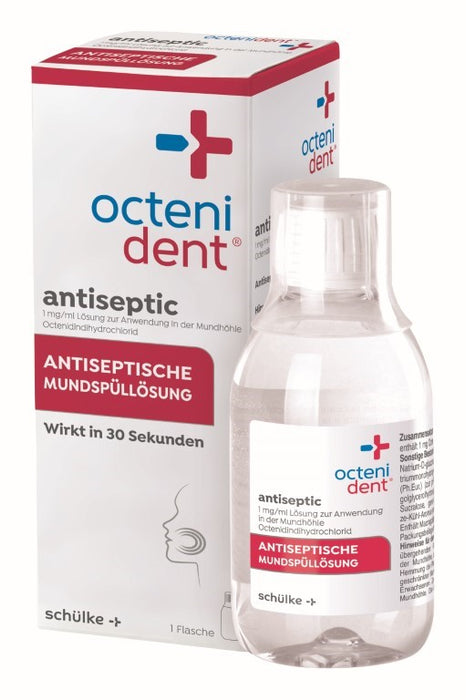 octenident antiseptic antiseptische Mundspüllösung, Mundwasser - reduziert entzündungsverursachende Bakterien in nur 30 Sekunden - antibakteriell ohne Chlorhexidin, 250 ml Lösung