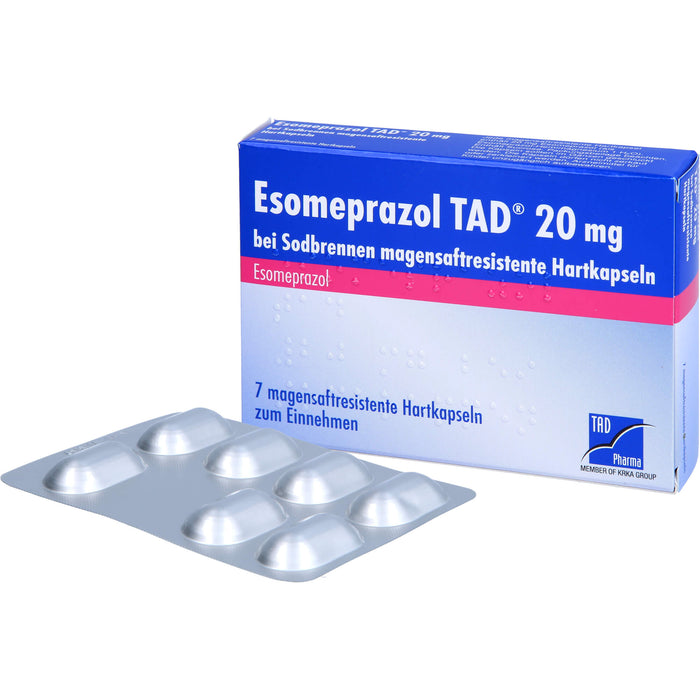 Esomeprazol TAD 20 mg Hartkapseln bei Sodbrennen, 7 St. Kapseln