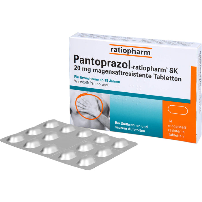 Pantoprazol-ratiopharm SK 20 mg Tabletten bei Sodbrennen, 14 St. Tabletten