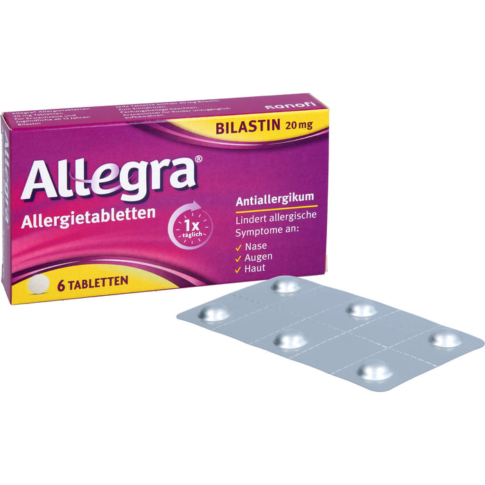 Allegra 20 mg Allergietabletten lindert allergische Symptome, 6 St. Tabletten