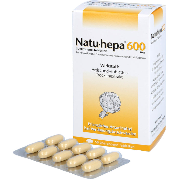 Natu-hepa 600 mg Tabletten bei Verdauungsbeschwerden, 50 St. Tabletten