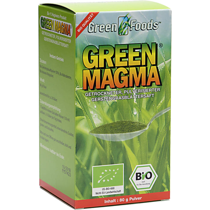 Green Foods Green Magma Gerstengrasextrakt-Pulver bio, 80 g Pulver