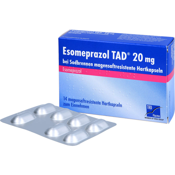 Esomeprazol TAD 20 mg bei Sodbrennen magensaftresistente Hartkapseln, 14 St. Kapseln