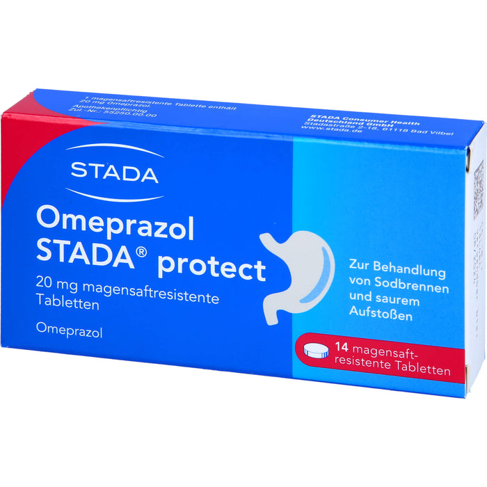 Omeprazol STADA protect 20 mg Tabletten bei Sodbrennen, 14 St. Tabletten