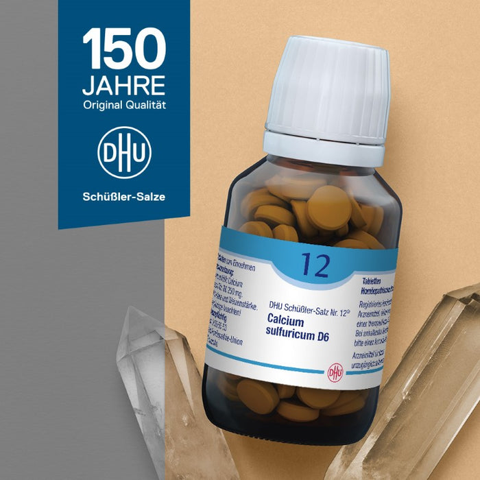 DHU Schüßler-Salz Nr. 12 Calcium sulfuricum D6, Das Mineralsalz der Gelenke – das Original – umweltfreundlich im Arzneiglas, 200 St. Tabletten