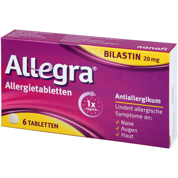 Allegra 20 mg Allergietabletten lindert allergische Symptome, 6 St. Tabletten