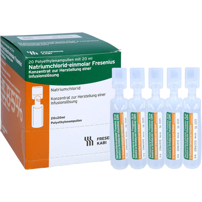 Natriumchlorid-einmolar Fresenius, Konzentrat zur Herstellung einer Infusionslösung, 20X20 ml IFK
