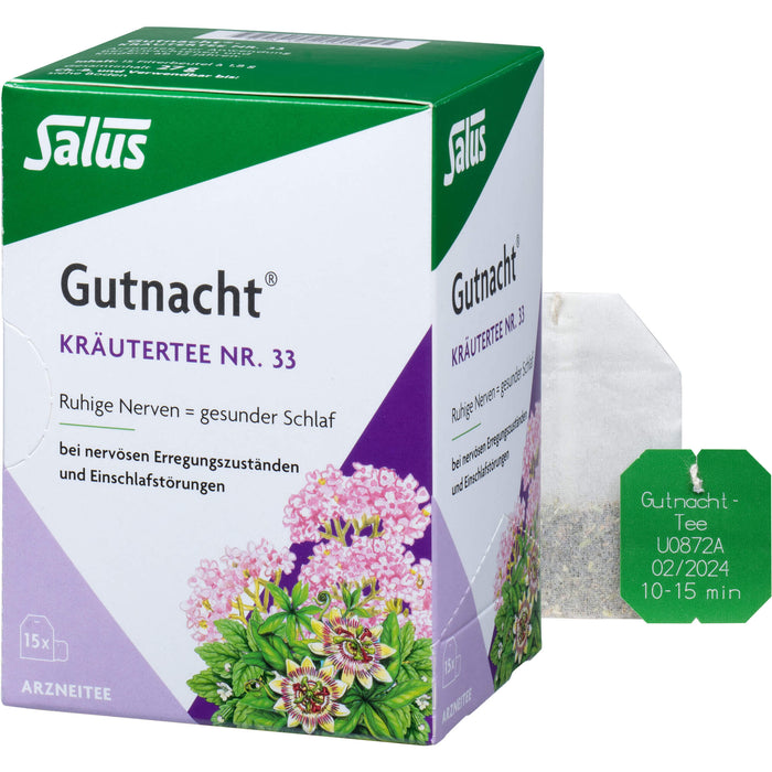Salus Gutnacht-Kräutertee Nr. 33 ruhige Nerven = gesunder Schlaf, 15 St. Filterbeutel