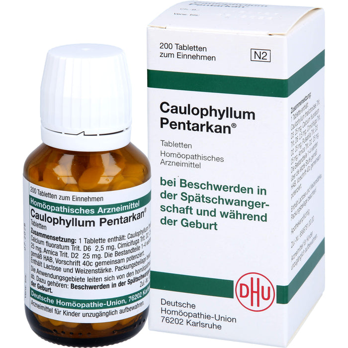 DHU Caulophyllum Pentarkan Tabletten bei Beschwerden in der Spätschwangerschaft und während der Geburt, 200 St. Tabletten