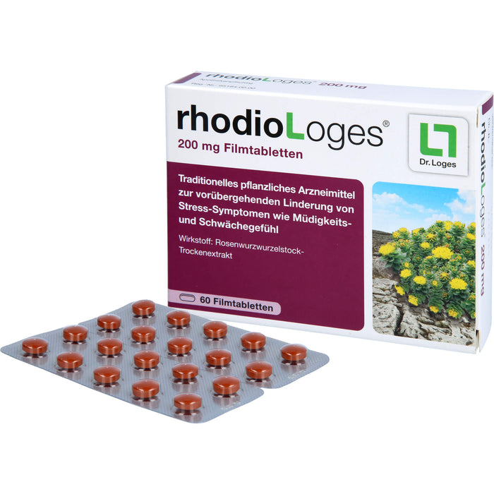 rhodioLoges 200 mg Filmtabletten zur vorübergehenden Linderung von Stress-Symptomen, 60 St. Tabletten
