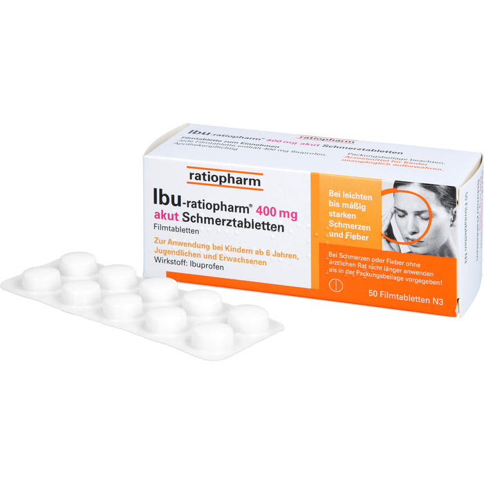 IBU-ratiopharm akut 400 mg Schmerztabletten, 50 St. Tabletten