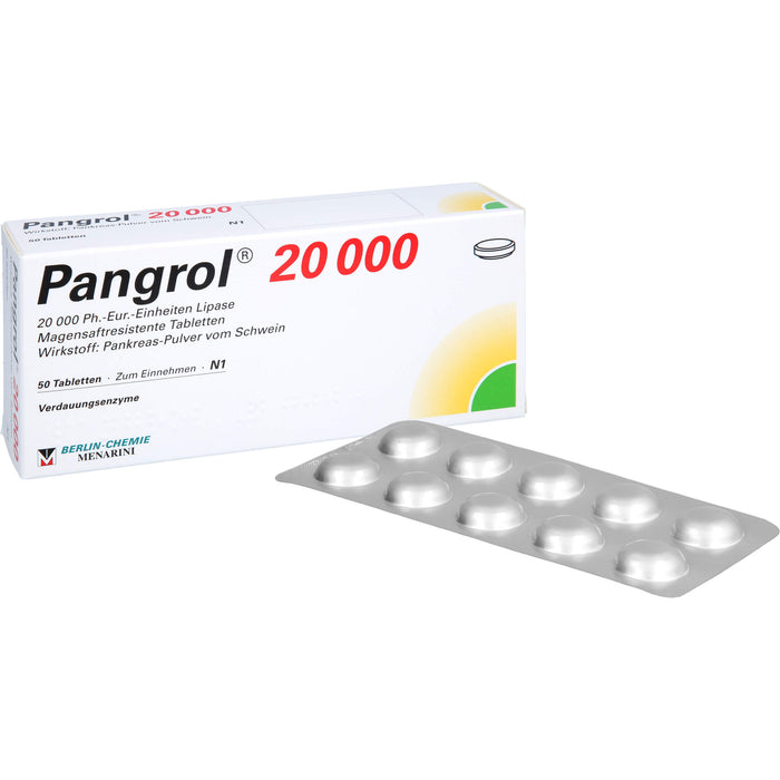 Pangrol 20 000 Ph.-Eur.-Einheiten Lipase Tabletten, 50 St. Tabletten