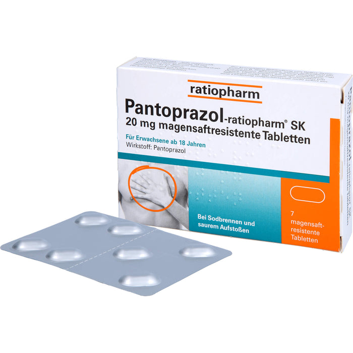Pantoprazol-ratiopharm SK 20 mg Tabletten bei Sodbrennen, 7 St. Tabletten
